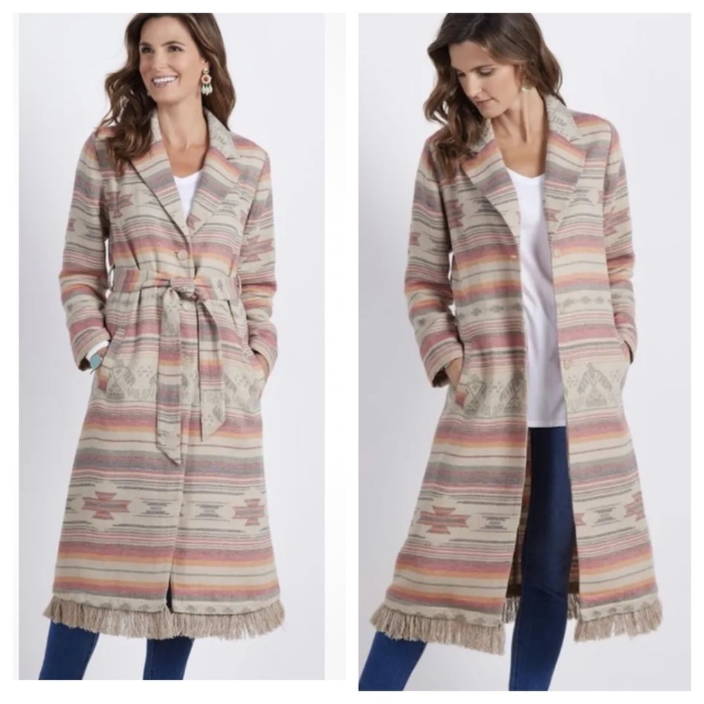 Soft Surroundings Ranch House Blanket Coat Luna Duster Women’s Size Petite Large